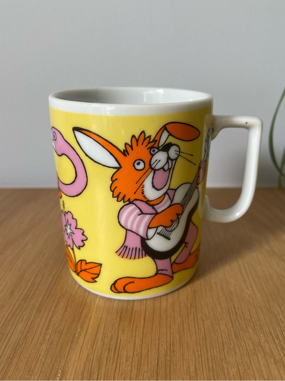Vintage Stylecraft Japan Porcelain Mug with Bunny Hippo Flamingo